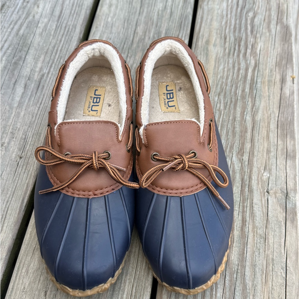 JBU ladies Brown and Navy Rain Boots
